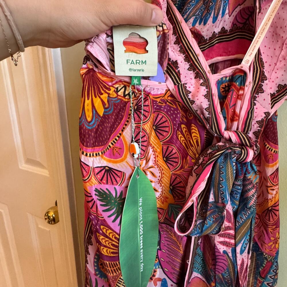 FARM Rio Pink Multi Floral Halter Maxi Dress - Picture 11 of 12